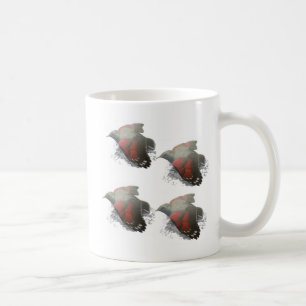 Caneca De Café Arte Vintage de Pássaros em Voo – Ilustração Botân