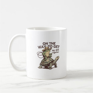 Caneca De Café Arte Vintage Motivacional de Rã Tartaruga Engraçad
