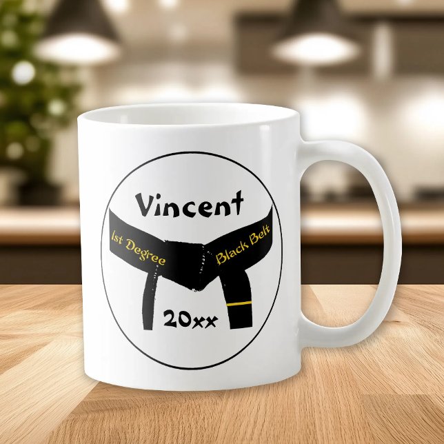 Caneca De Café Artes Marciais Cinturão Preto De 1 rua Grau (Criador carregado)