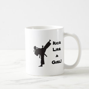 Caneca De Café Artes Marciais Kick Like A Girl Tae Kwon Do Caratê