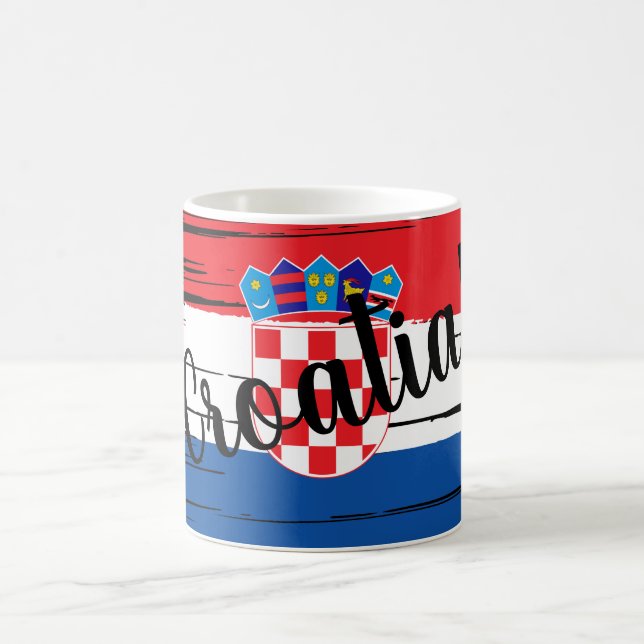 Caneca De Café Artesanato BrushAVE Croácia Bandeira (Centro)