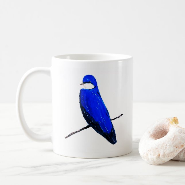 Caneca De Café Artesanato de Árvore de Aves Azuis (Com Donut)
