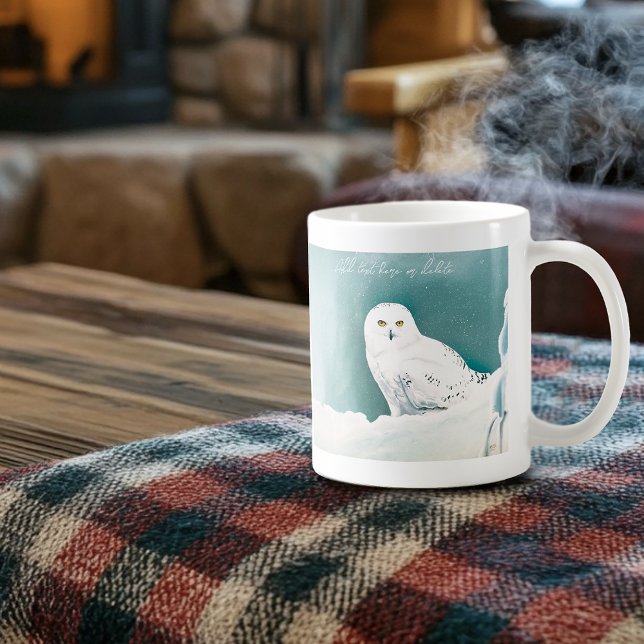 Caneca De Café Artico Teal Snowy Owl (Criador carregado)