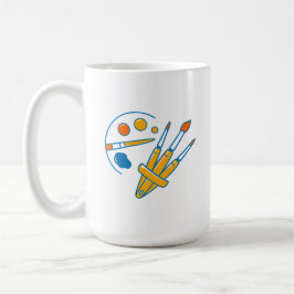 Caneca De Café Artist Paint Palette and Brushes