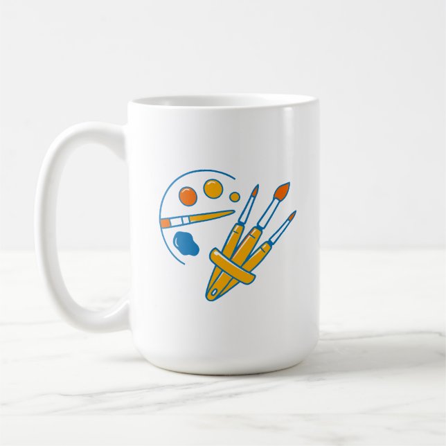 Caneca De Café Artist Paint Palette and Brushes (Esquerda)
