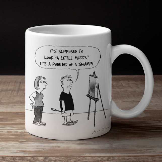 Caneca De Café Artista Cartoon | Engraçado Professor de Arte, Crí (Criador carregado)