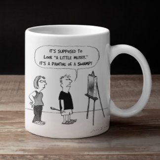 Caneca De Café Artista Cartoon | Engraçado Professor de Arte, Crí