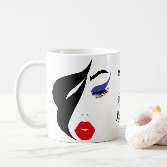 Caneca De Café Artista Da Maquiagem Elegante E Feminina (Com Donut)