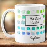 Caneca De Café Artista De Aquarela Não Pintar Água Verde Personal<br><div class="desc">Esta caneca é decorada com um padrão de aquarela de amostras coloridas em turquesa, azul e verde. Diz Não Pintar Água e pode ser personalizado com um nome ou monograma. Perfeito para um artista ou alguém que gosta de pintar. Porque nós criamos a nossa trabalho de arte, você não encontrará...</div>