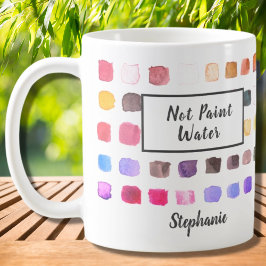 Caneca De Café Artista de Aquarela Nome Personalizado Não Pintar 