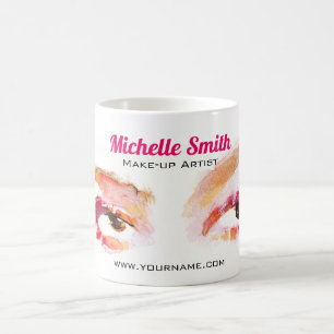 Caneca De Café Artista de maquiagem de castanho-rosado-rosado