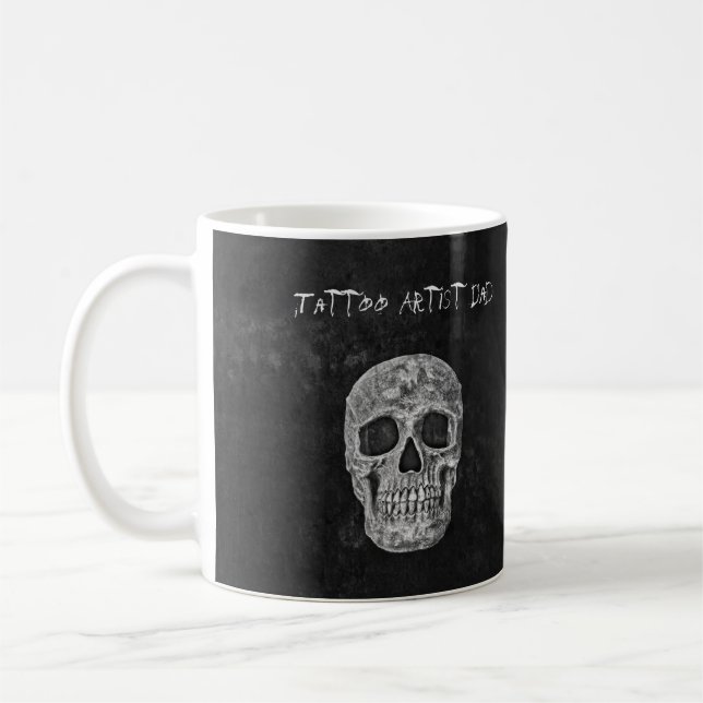 Caneca De Café Artista de Tatuagem Branca Pai Cabeça Gótica (Esquerda)