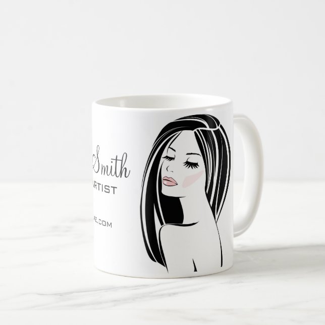 Caneca De Café Artista maquilhista Mulher rosto pestanas comprida (Frente Esquerda)