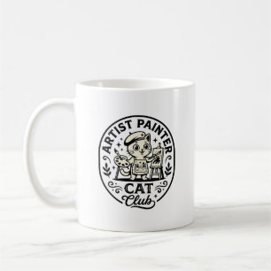 Caneca De Café Artista Pintor Gato Gato Engraçado Gráfico - Artis