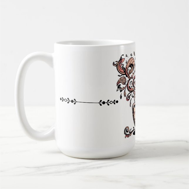 Caneca De Café Artistic Swirl Botanical Coffee Cup Illustration M (Esquerda)