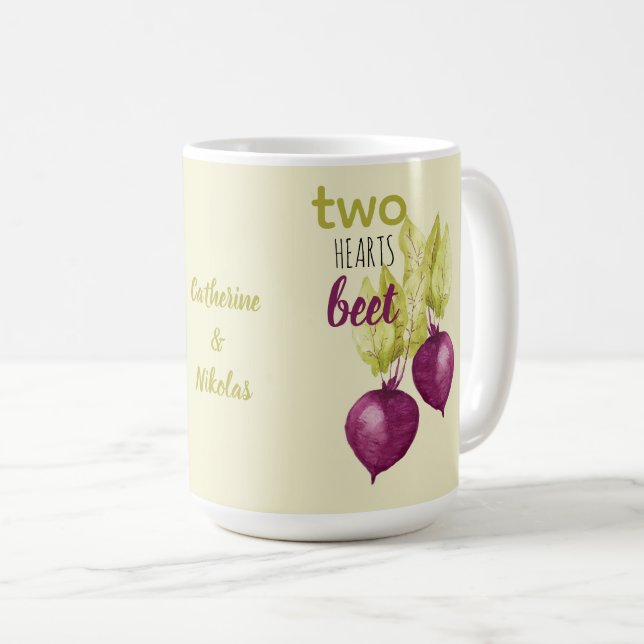 Caneca de café artística vegana de raiz de beterra (Frente Esquerda)