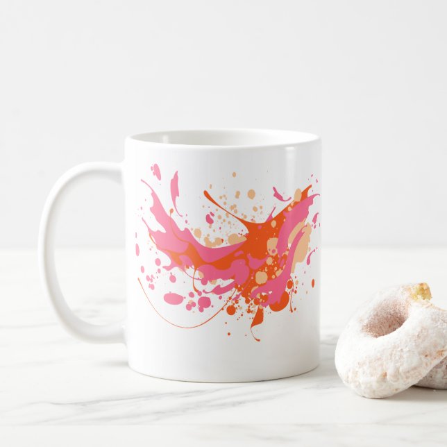 Caneca De Café Artístico de abertura amarelo rosa (Com Donut)