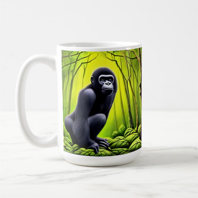 Caneca De Café Artsy Abstrato Jungle Gorilla (Esquerda)