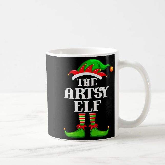 Caneca De Café Artsy Elf Matching Family Group Christmas Party Py (Direita)
