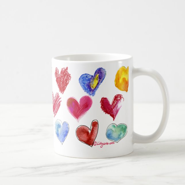 Caneca De Café Artsy Love Hearts Mug 4 of 4 (Direita)