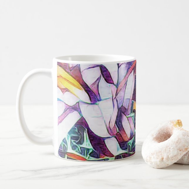 Caneca De Café Artsy Purple Flower Mug (Com Donut)