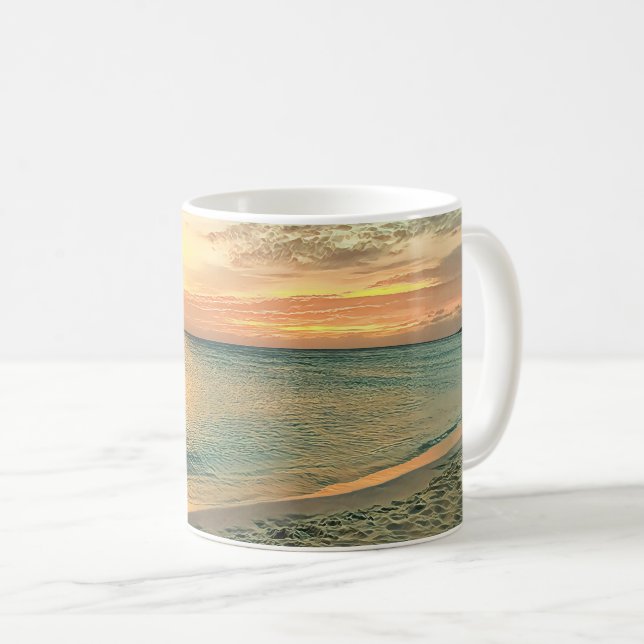 Caneca De Café Aruba Beach Coastal Sunset (Frente Esquerda)