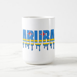 Caneca De Café Aruba Drip Design de Bandeira do Caribe Fã