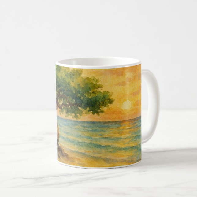 Caneca De Café Aruba Eagle Beach Divi Tree Golden Hour (Frente Esquerda)