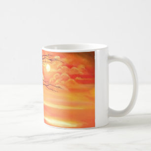 Caneca De Café Árvore abstrato e Sunset Vermelho