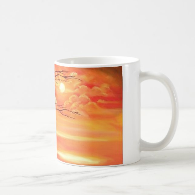 Caneca De Café Árvore abstrato e Sunset Vermelho (Direita)