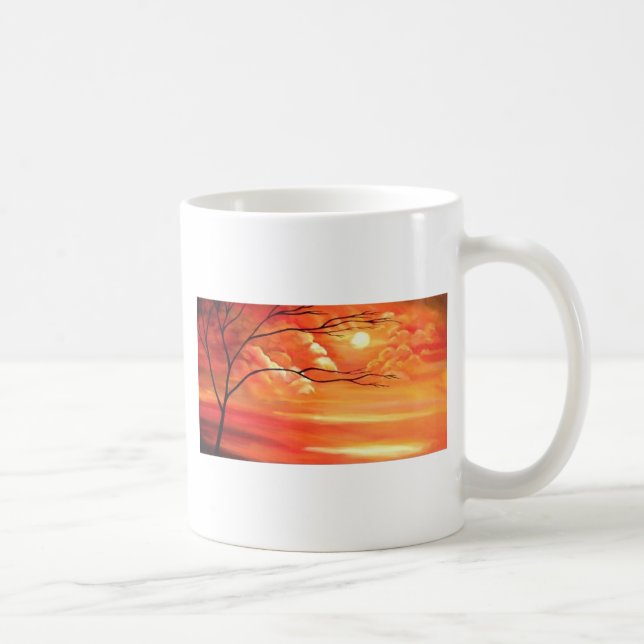 Caneca De Café Árvore abstrato e Sunset Vermelho (Direita)