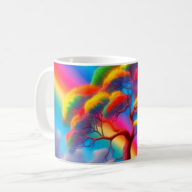 Caneca De Café Árvore Arco-íris (Frente Esquerda)