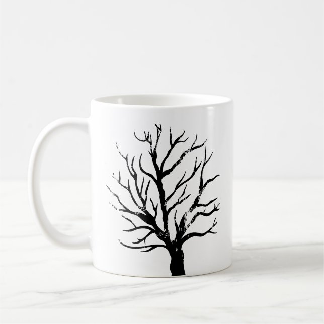 Caneca De Café Árvore autonômica Lino Impressão Mug (Esquerda)