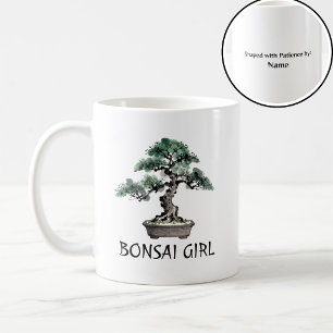 Caneca De Café Árvore Bonsai Arte Personalizada em Tinta Japonesa