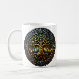 Caneca De Café Árvore Celestial de Luz Árvore Celta de Ouro da Vi