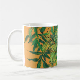 Caneca De Café Árvore cinzenta, verde-amarelo-veraneio verde-verd