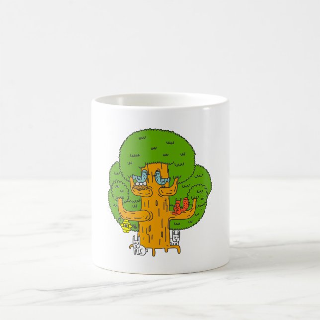 Caneca De Café Árvore com Animais Florestais de Natureza Custa (Criador carregado)