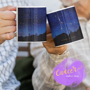 Caneca De Café Árvore da Noite Estrelada Ouro Câncer Constelação 