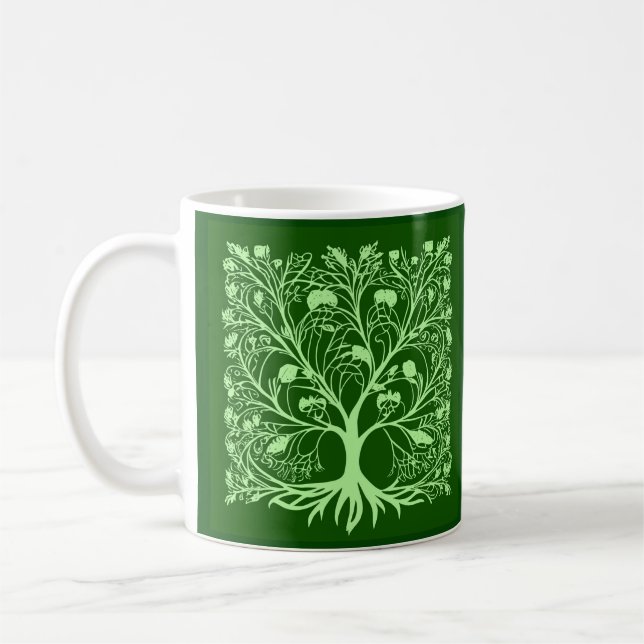 Caneca De Café Árvore da vida 3 verde claro e escuro (Esquerda)