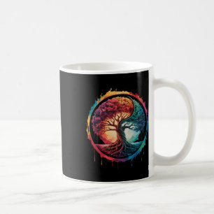 Caneca De Café Árvore Da Vida Natureza Colorida Yin Yang Zen Yoga