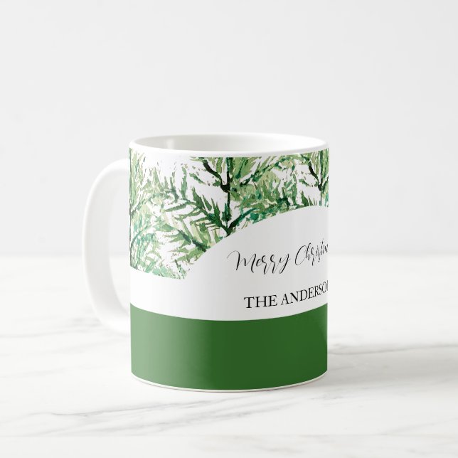 Caneca De Café Árvore de Aquarela Artística Personalizada (Frente Esquerda)