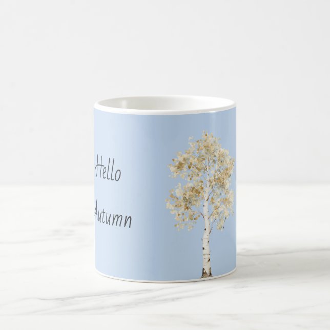 Caneca De Café Árvore de Bétula Branco Outono (Centro)