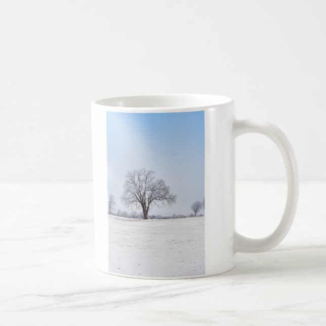 Caneca De Café Árvore de carvalho de inverno em destaque (Direita)