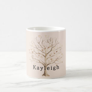 Caneca De Café Árvore de Corações de Creme Rosado