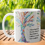 Caneca De Café Árvore de Cotação Motivacional Inspiracional<br><div class="desc">Mug De Café De Árvore Motivacional Inspiracional Esta caneca de café decorativa apresenta um mosaico em cores do arco-íris e uma citação inspiradora. Porque nós criamos nosso próprio trabalho de arte você não encontrará essa imagem exata de outros designers. Mosaico original © Michele Davies. Citação original © Michele Davies.</div>