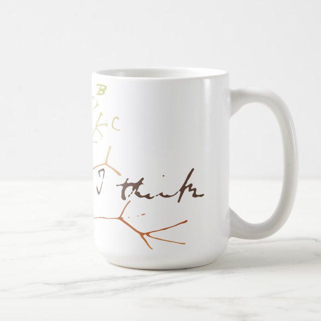 Caneca De Café Árvore de Darwin de vida: Eu penso (Direita)