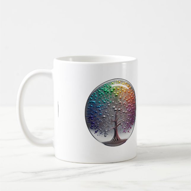 Caneca De Café Árvore de esfera de PRIDE de Prata vibrante (Esquerda)