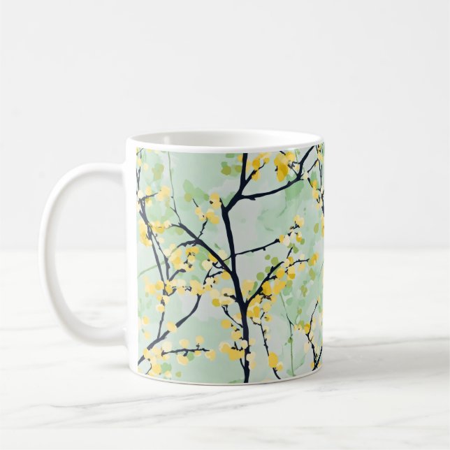 Caneca De Café Árvore de Flor Amarelo primavera (Esquerda)