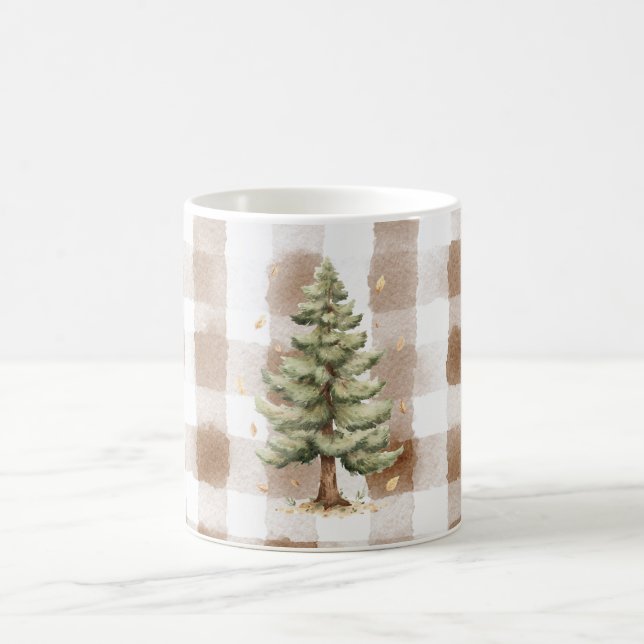 Caneca De Café Árvore de Listras Xadrez Creme Marrom (Centro)