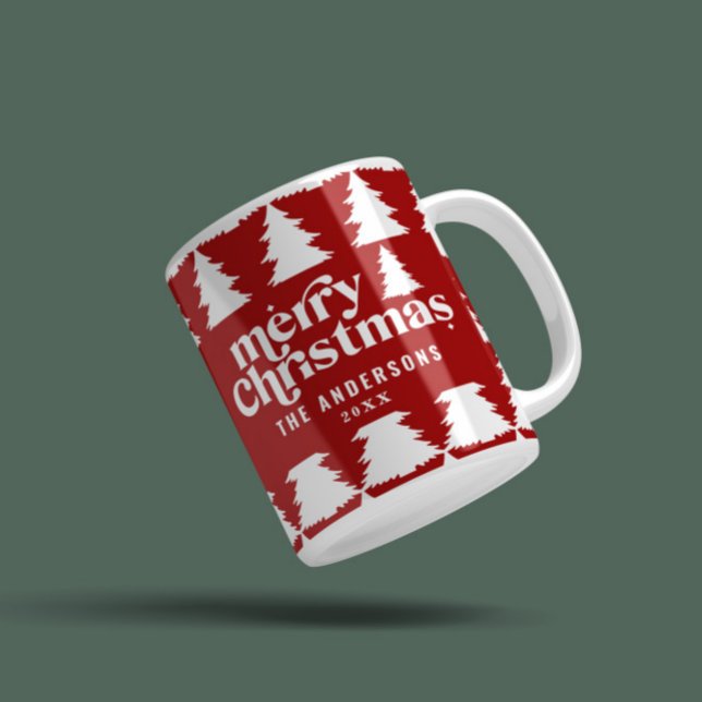 Caneca De Café árvore de na moda de Natal Merry (Criador carregado)